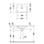 DuraStyle: Vanity Basin With Overflow And Tap Hole: 56cm, White
