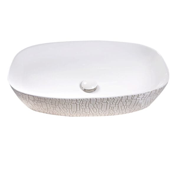 Art-Deco: Washbasin With Waste; (60x38x14)cm, White