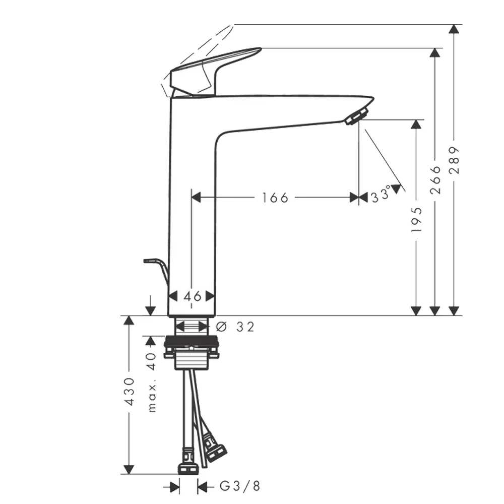 Logis 190: Basin Mixer: Chrome Plated