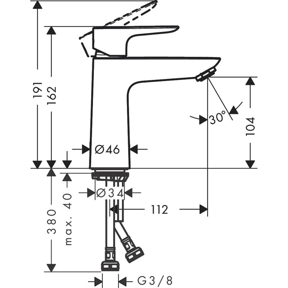 Talis E 110 CoolStart: Basin Mixer; Single Lever; Matt Black