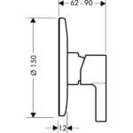 Hansgrohe Metris S: Finish Set Single Lever for 3-way, Chrome Plated