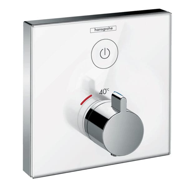 Hansgrohe Shower Select: Finish Set For Conc. Glass Thermostatic Shower Mixer White/CP #15737400