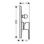 Vernis Shape: 4-Way Finish Set For Concealed Bath Mixer, Matt Black