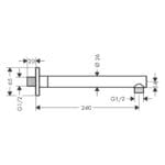 Vernis Shape: Shower Arm DN15; 241mm, Chrome Plated