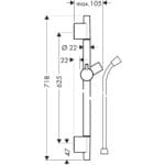 Unica's Puro: Shower Support; Rail; 65cm, Chrome Plated
