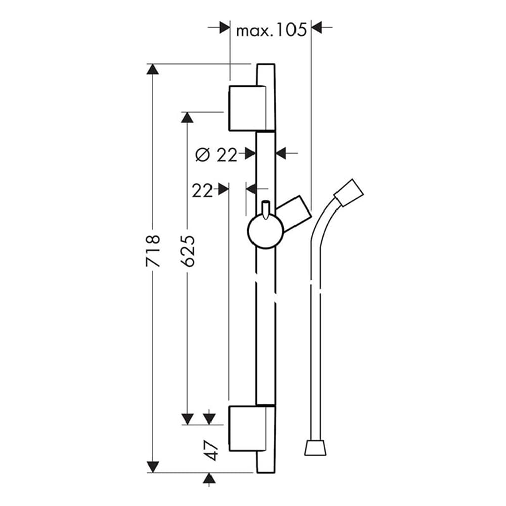 Unica's Puro: Shower Support; Rail 65cm; Brushed Bronze