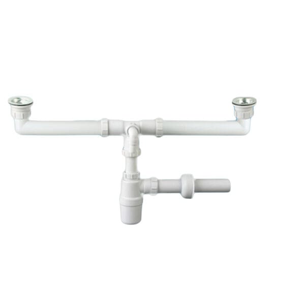 Double Bottle Trap: PVC; (1.5in x 40)