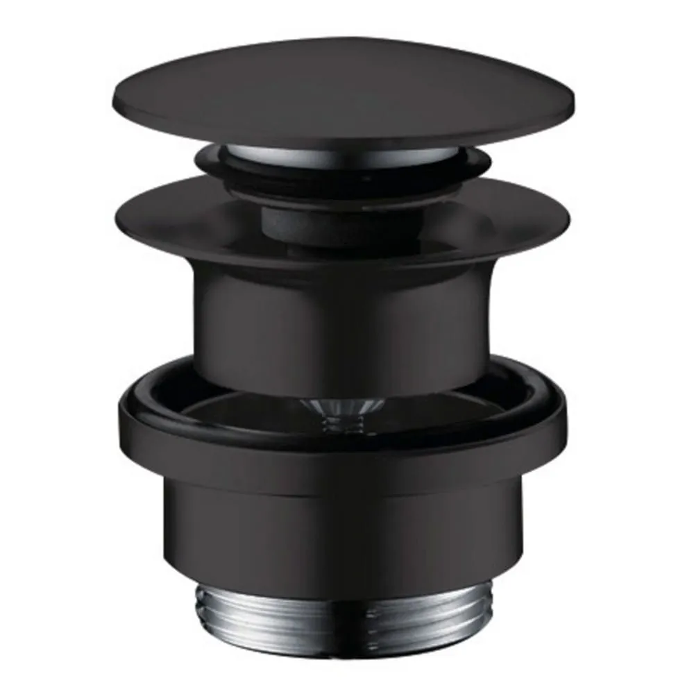 DN32 : Push Open Basin Waste With Over Flow, Matt Black