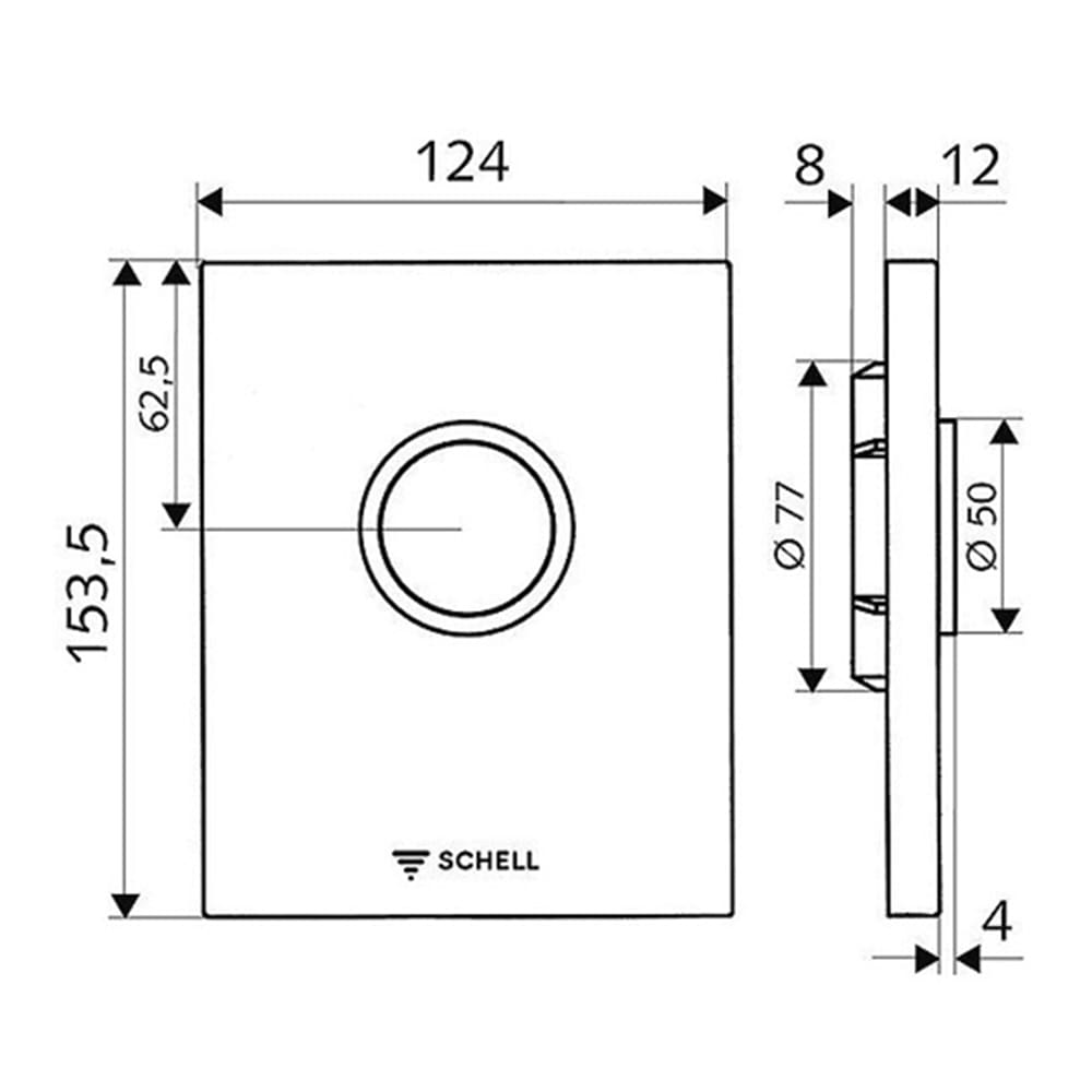 Schell: S/Steel Design Operating Panel For Urinal Concealed Flush Valve COMPACT II #028012899