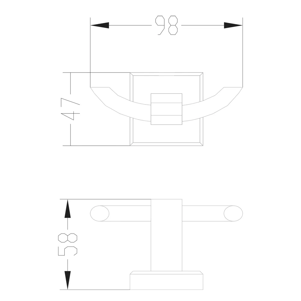 Robe Hook (Double) , Chrome Plated