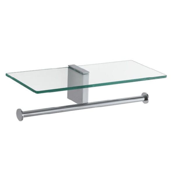 Double Toilet Roll Holder With Glass Chrome Plated