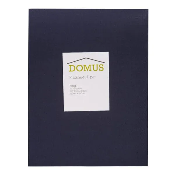 Domus: Flat King Bed Sheet, 250T 100% Cotton; (270x260)cm, Navy
