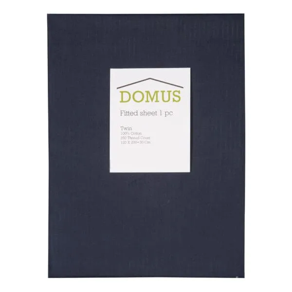 DOMUS: Fitted Twin Bed Sheet, 250T 100% Cotton: 120x200+30cm