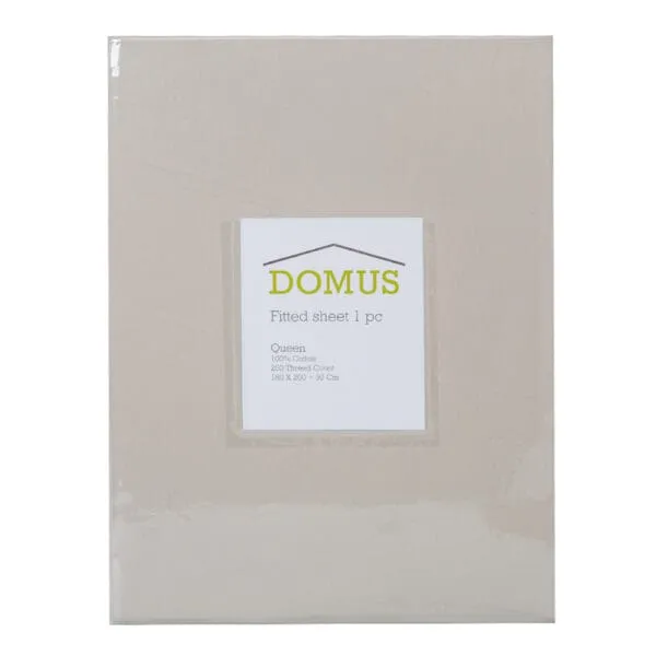 DOMUS: Fitted Queen Bed Sheet, 250T 100% Cotton: 180x200+30cm