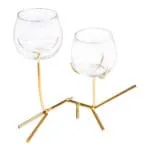 Glass Candle Holder With Metal Stand, (19x19x22)cm, Gold