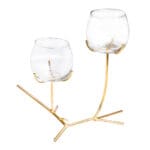 Glass Candle Holder With Metal Stand, (19x19x22)cm, Gold
