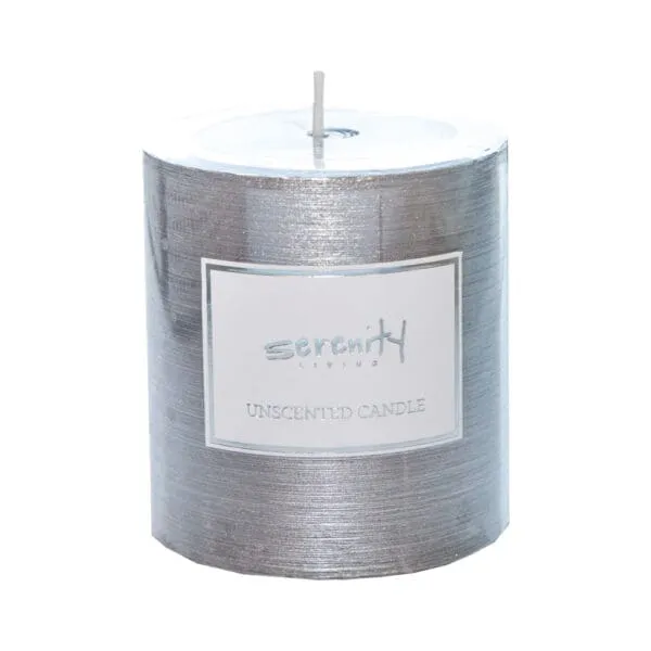 Pillar Candle; (7x7.5)cm, Silver