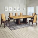Crown Dining Table- Wooden Top (220x110)cm + 6 Side Chairs + 2 Arm Chairs