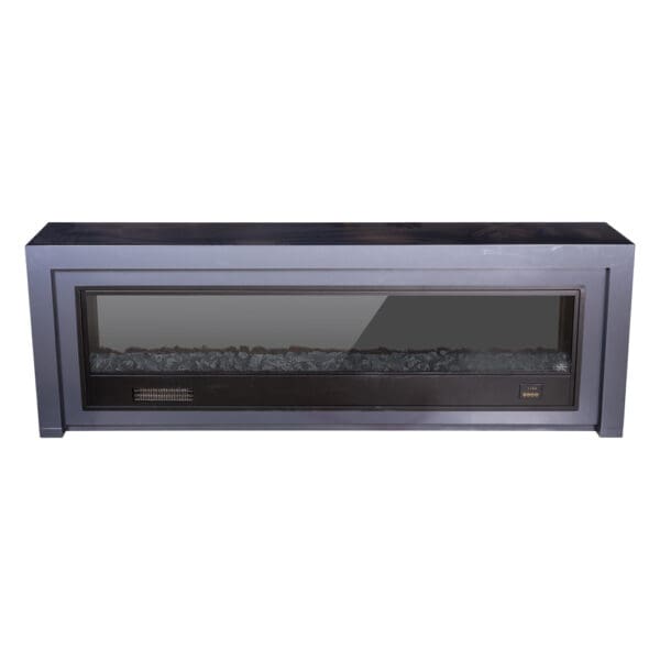 Decorative Fire Place + Heater: (180x32x60)cm, Matt Dark Grey