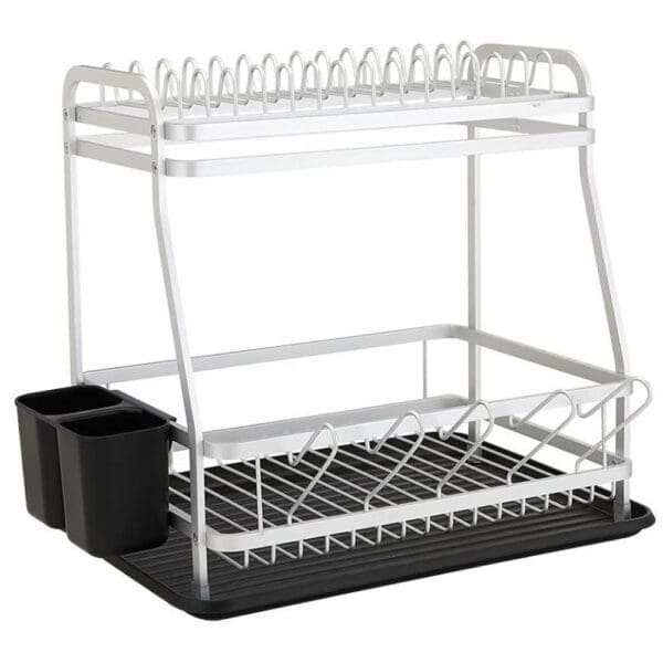 Randson 2 Tier Dish Rack; (43x32x39.2)cm, Silver/Black