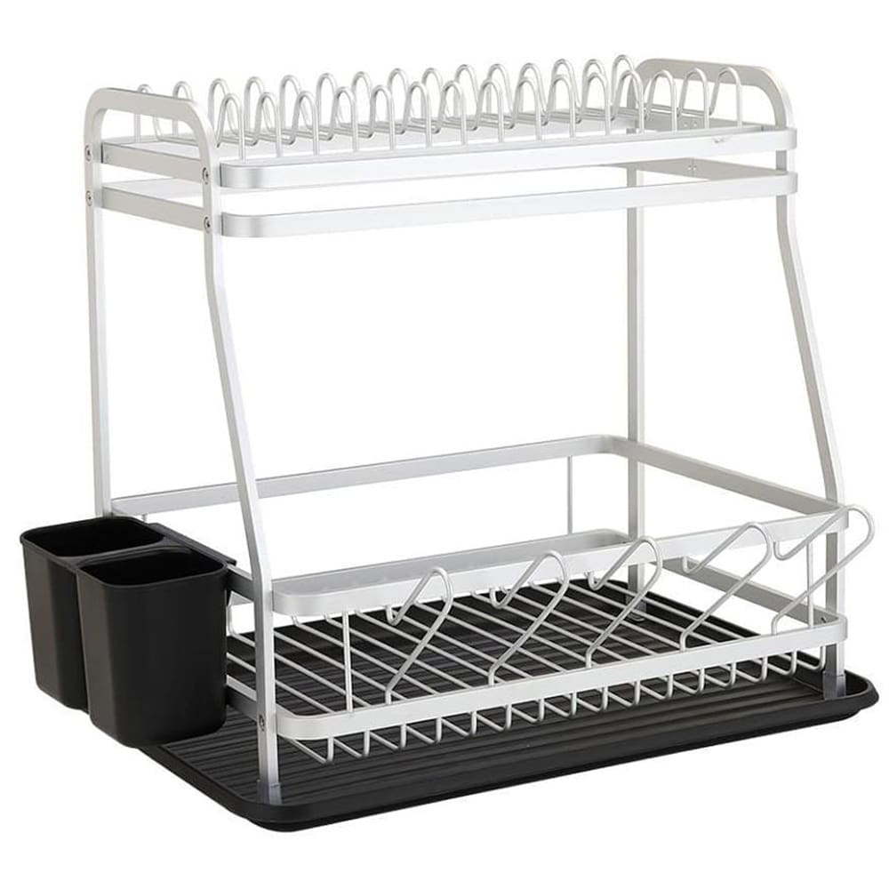 Randson 2 Tier Dish Rack; (43x32x39.2)cm, Silver/Black