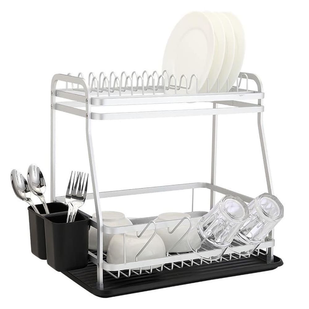 Randson 2 Tier Dish Rack; (43x32x39.2)cm, Silver/Black