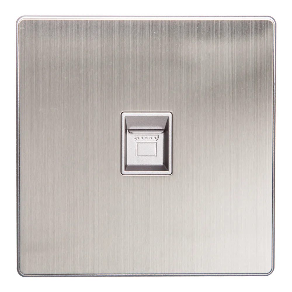 Domus: 1 Gang Cat 6 RJ45 Data Socket, Brushed Silver