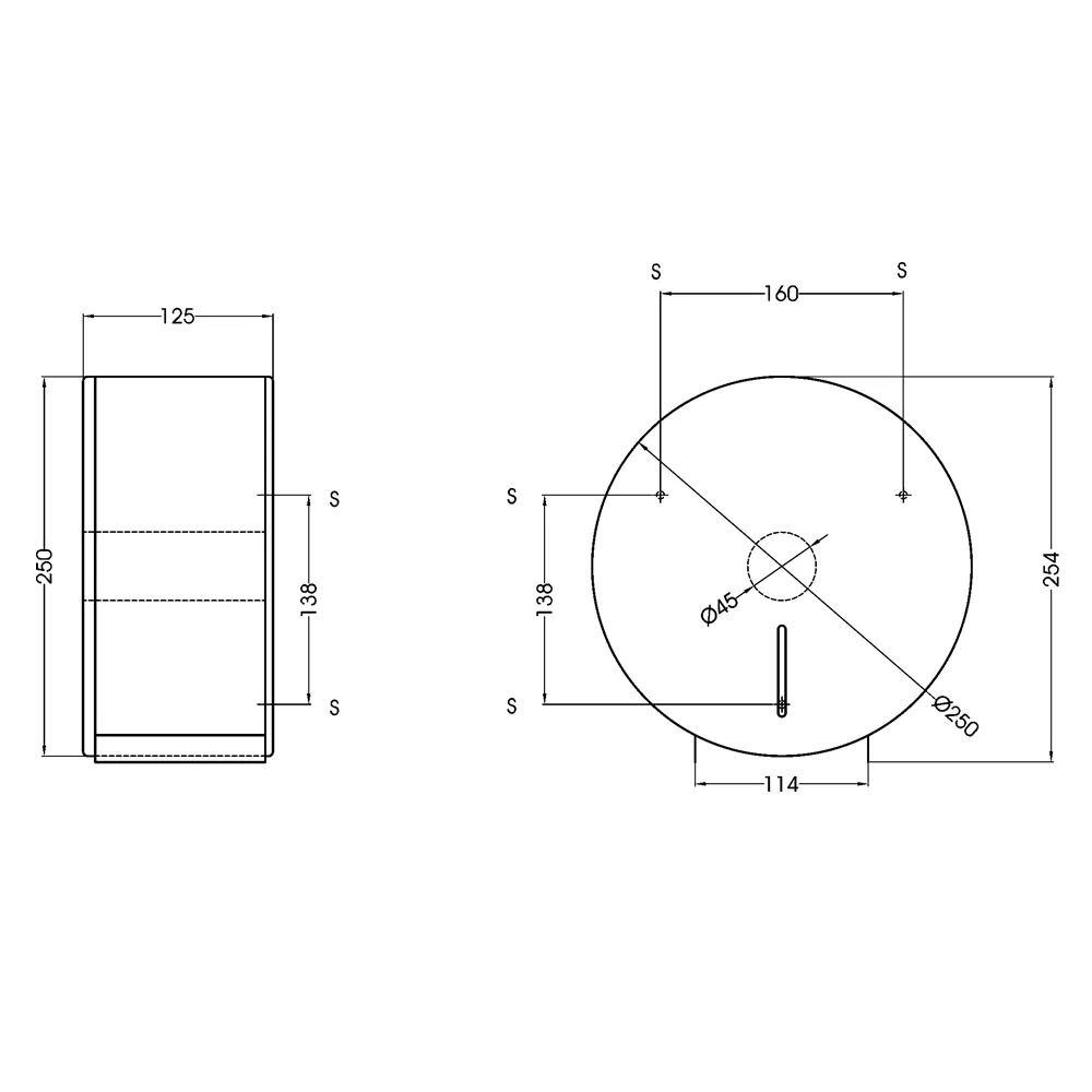 Toilet Roll Dispenser: (25.0x12.5)cm, Silver