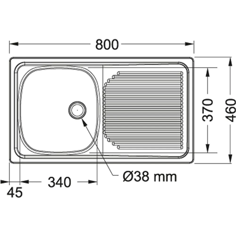 Projectline Stainless Steel Sink With Waste: Single Bowl Single Drain
