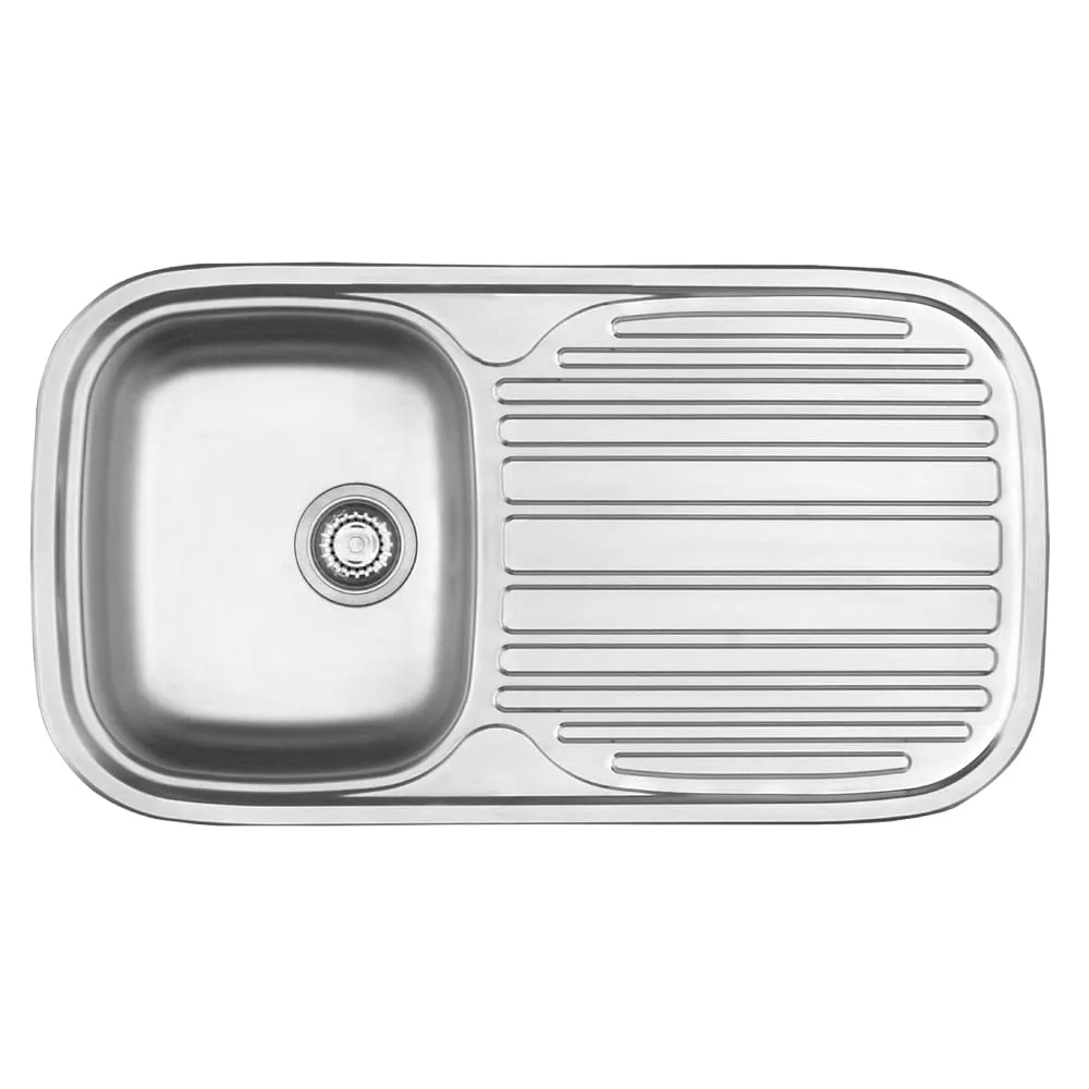 Quinline: S/Steel Kitchen Sink: SB/SD + Waste, (90X50)cm