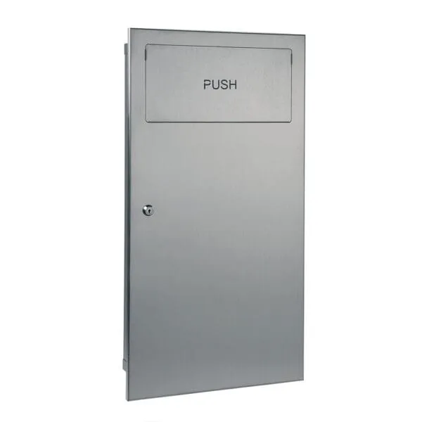 Stainless Steel Recessed Paper Bin With Push Door: Satin