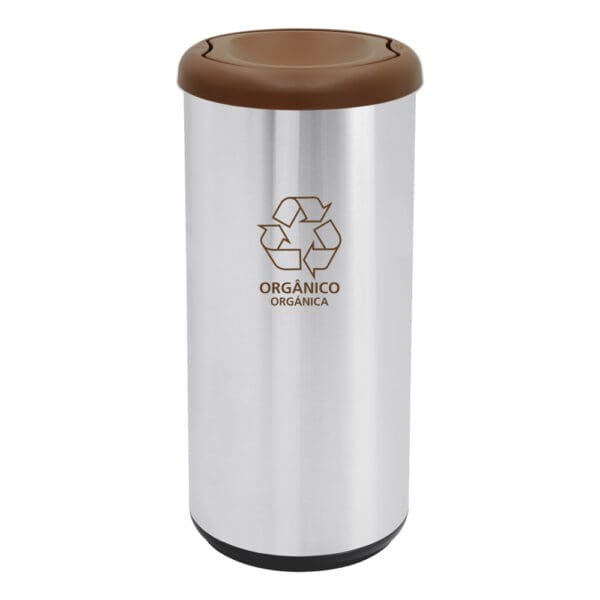 Stainless Steel Capsule Selecta Waste Bin With Swing Lid; 40lts Scotch Brite, Brown