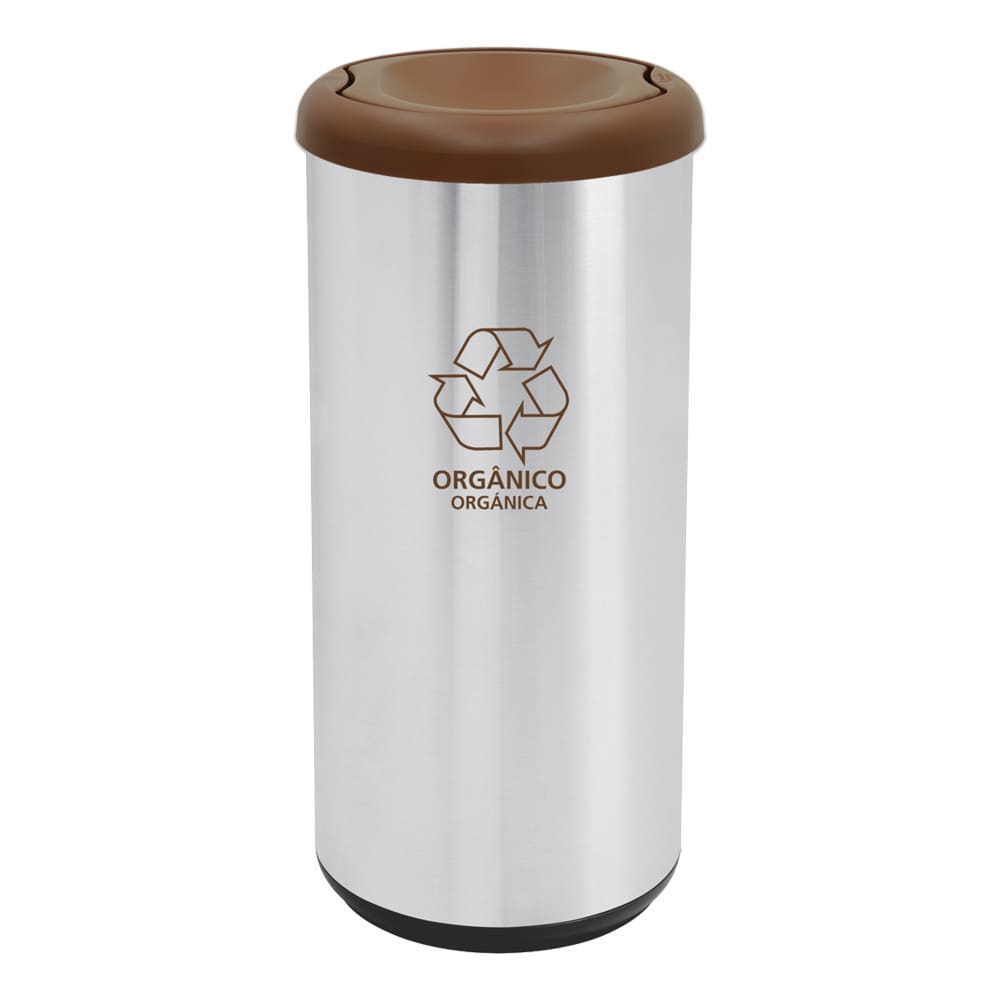 Stainless Steel Capsule Selecta Waste Bin With Swing Lid; 40lts Scotch Brite, Brown