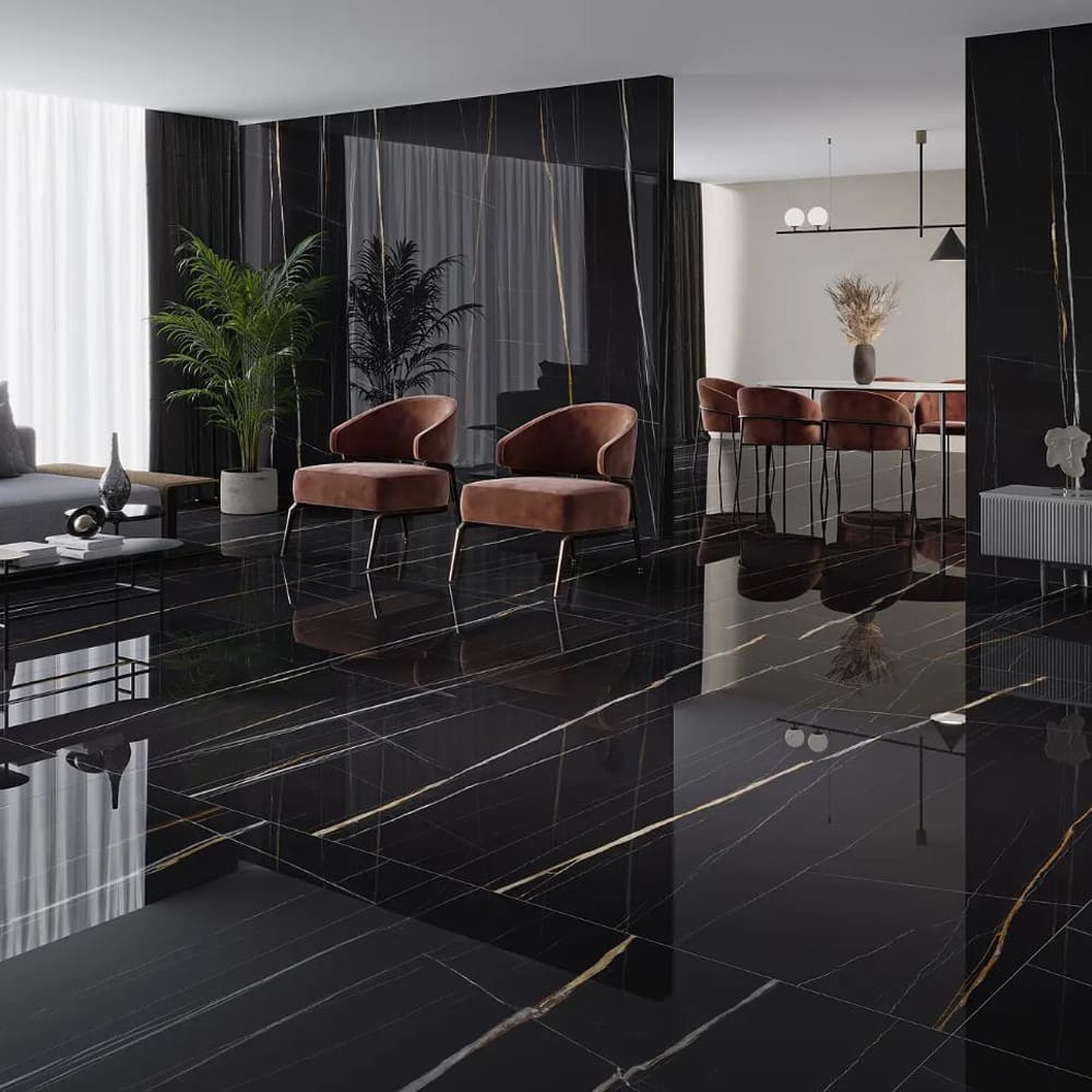 Cromat Lux Jebel Noir: Polished Porcelain Tile; (120.0x280.0)cm