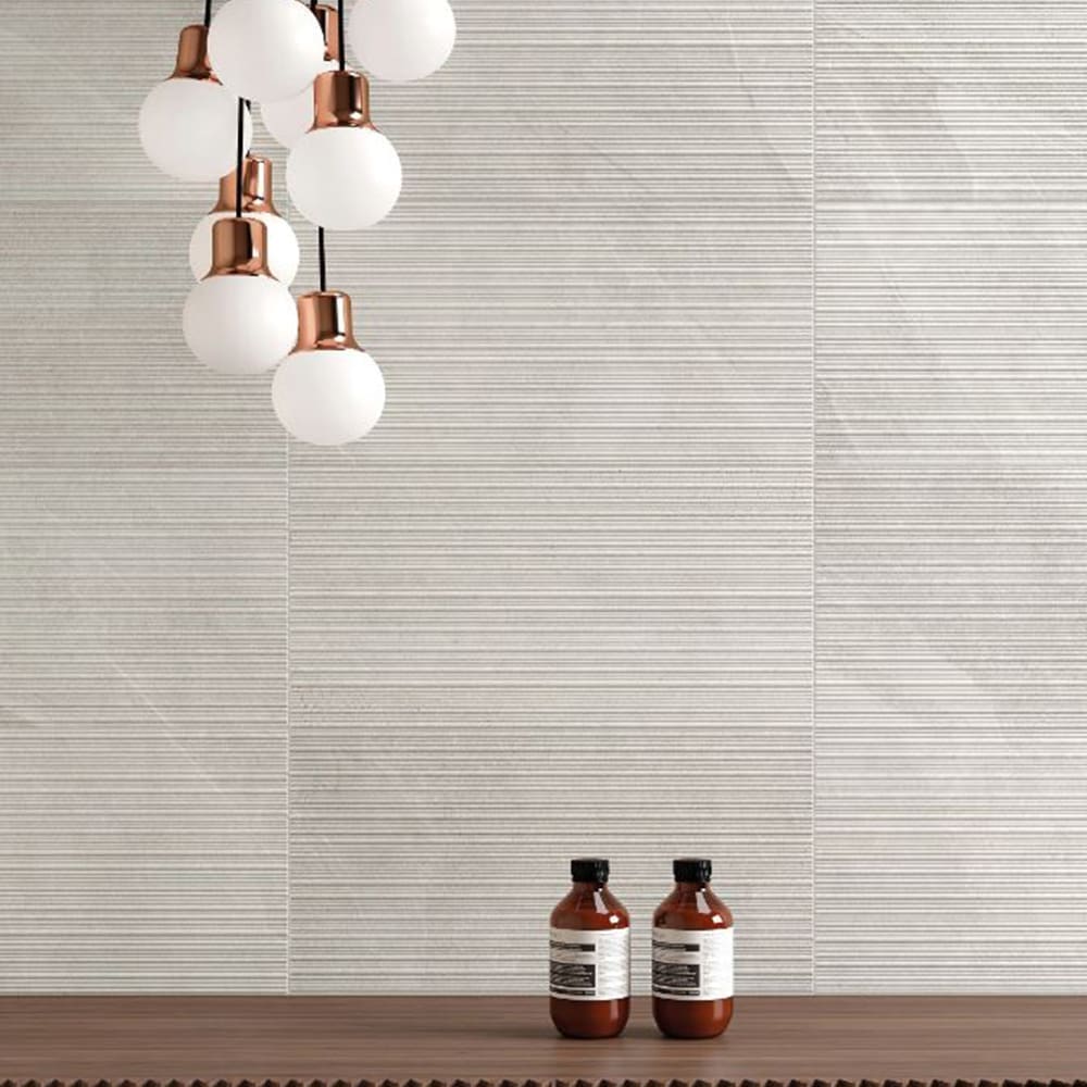 Shale Moon Ribbed: Matt Porcelain Tile; (60.0x120.0)cm