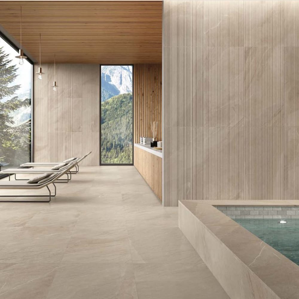 Shale Taupe Ribbed: Matt Porcelain Tile; (60.0x120.0)cm