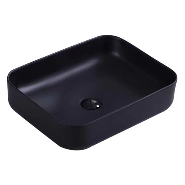 Art-Deco: Washbasin With Waste; (50x40x13.5)cm, Black