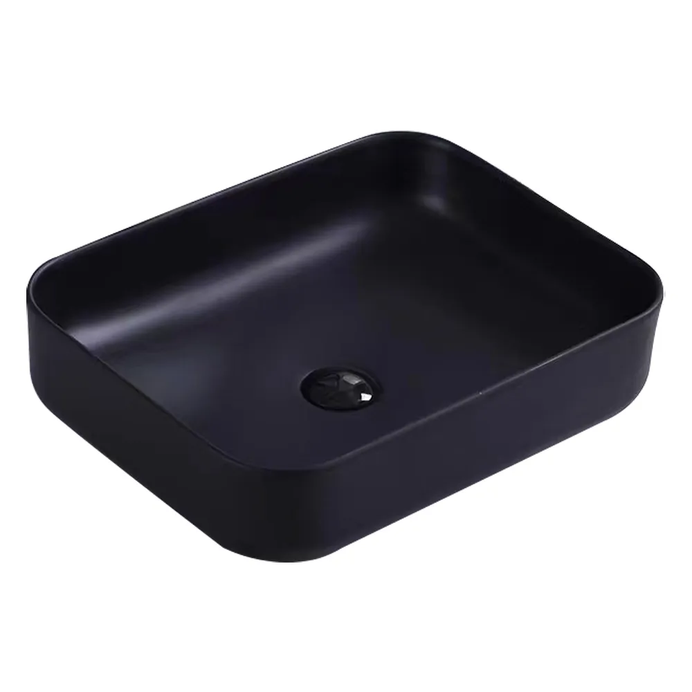 Art-Deco: Washbasin With Waste; (50x40x13.5)cm, Black