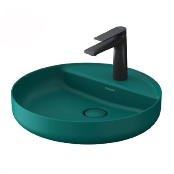 Duravit: Vitrium: Over Counter Round Wash Bowl With 1 Tap Hole; 46cm, GreenBlue Matt