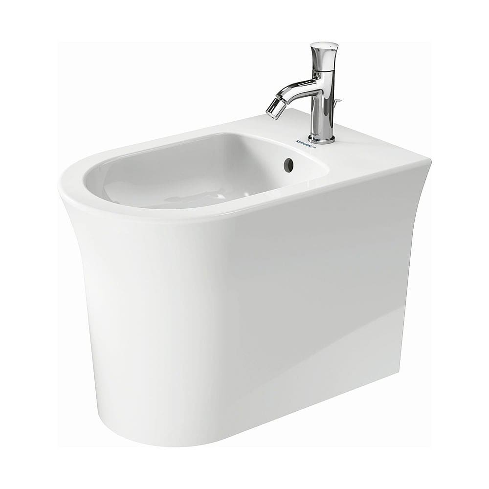 Duravit: White Tulip Bidet With Overflow & 1TH; Floor Standing; 58cm, White