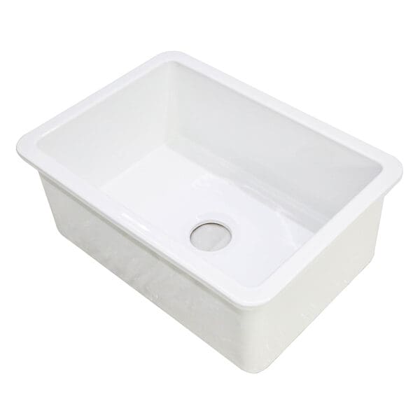 Tapis: Fine Fire Clay Sink With Steel Gridding And Waste Kit: Single Bowl, (68x48)cm, White