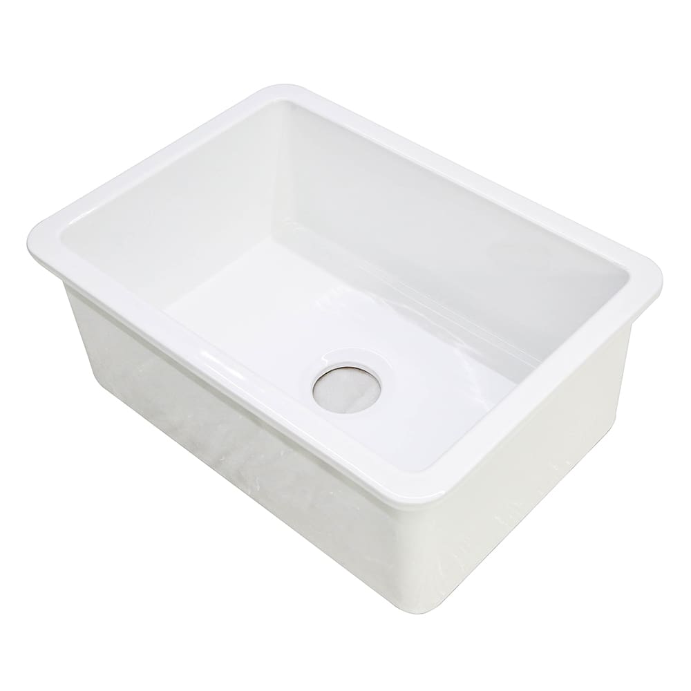 Tapis: Fine Fire Clay Sink With Steel Gridding And Waste Kit: Single Bowl, (68x48)cm, White