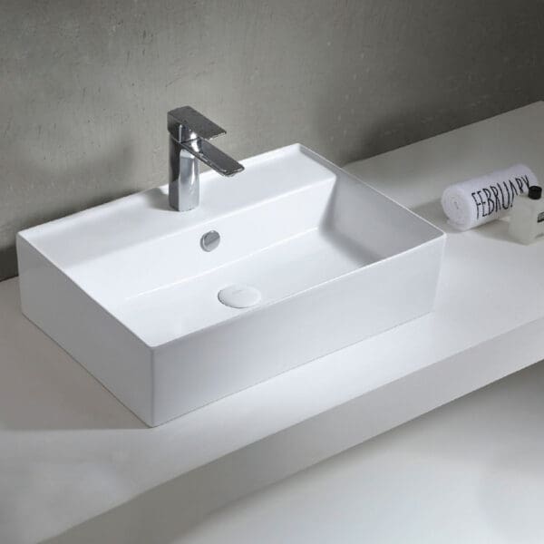 Tapis: Countertop Washbasin; (59.5x40.0x15.5)cm, White Glossy