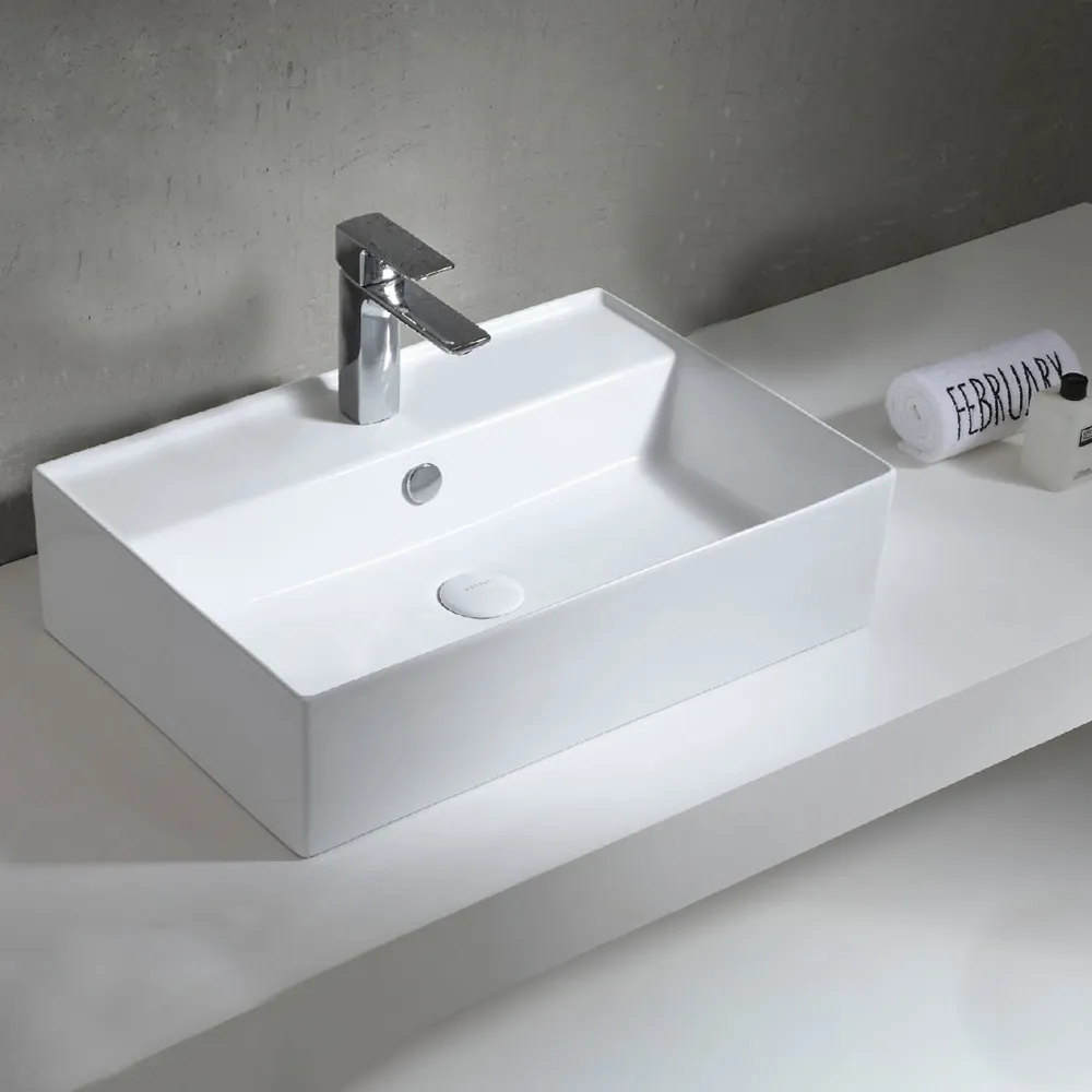 Tapis: Countertop Washbasin; (59.5x40.0x15.5)cm, White Glossy