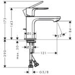 Rebris E CoolStart 80: Basin Mixer With pop up Waste; Single Lever, Matt Black