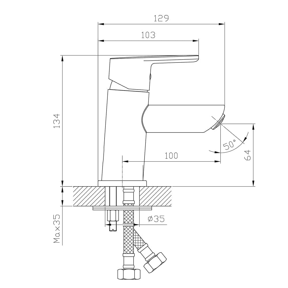 Nova HB: Single Lever Basin Mixer Without Pop Up; Brass Chrome Plated