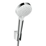 Crometta Vario EcoSmart Porter: Shower Kit & Rail, 1.60m; White/Chrome Plated