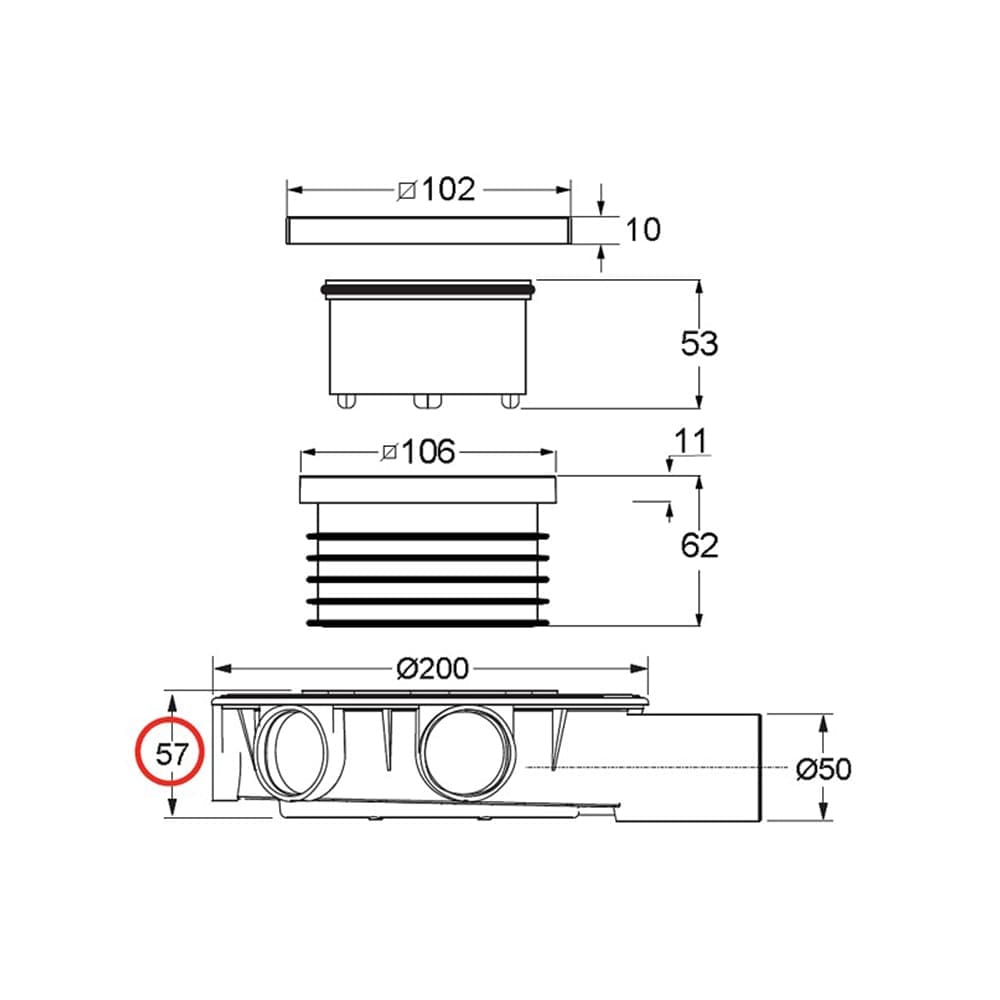 Ultra Low Floor Drain with Adjustable Flange