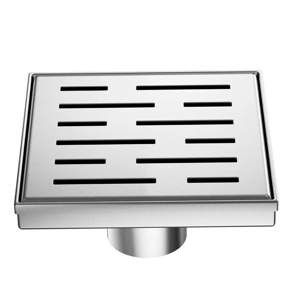 Tapis: Stainless Steel Square Shower Drain S01; 15cm, Brushed