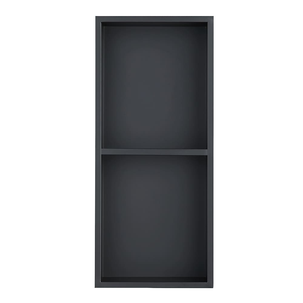 Dali: Stainless Steel Shower Wall Double Niche; (70x28x12.5)cm, Matt Black